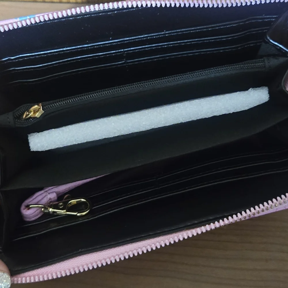 Disney Pink Zip Wallet with Blue Stitch Pattern - Picture 3 of 7